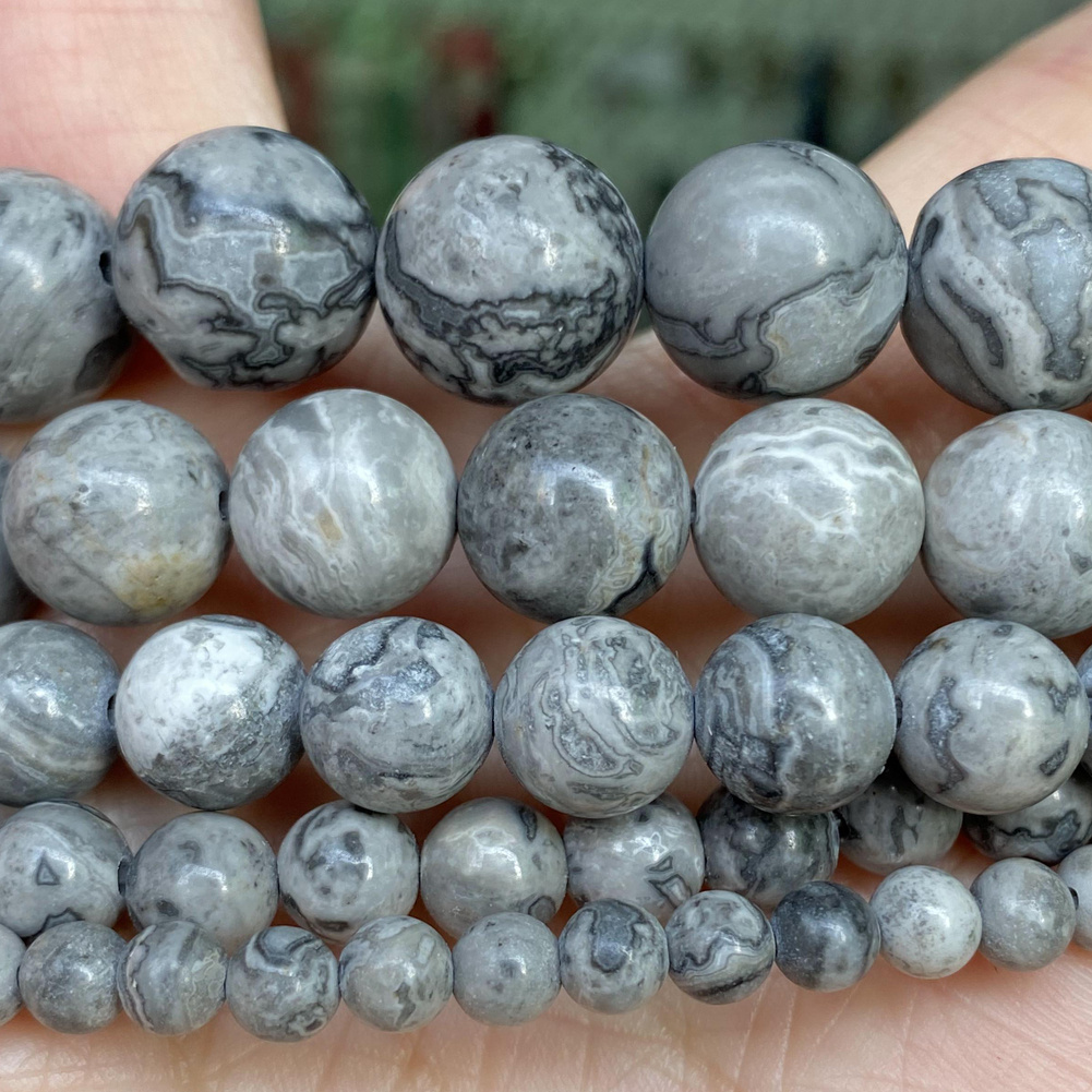 TEMU Multiple Sizes Natural Solid Color Stone Beads Map Jasper Round Beads Loose Round Beads For Jewelry Making Bracelets Additions Wholesale Beads