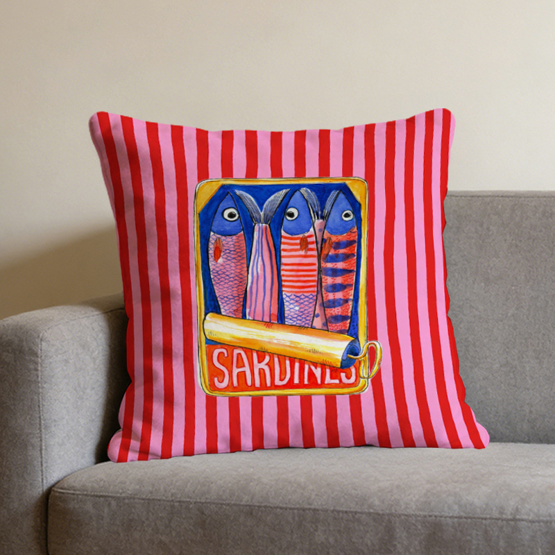 TEMU 1 de Almohada de Artística de Moda - Con un Diseño de a Rayas Contrastantes, 45X45 Cm, para la Decoración del Hogar, , Duradera, Lavable a