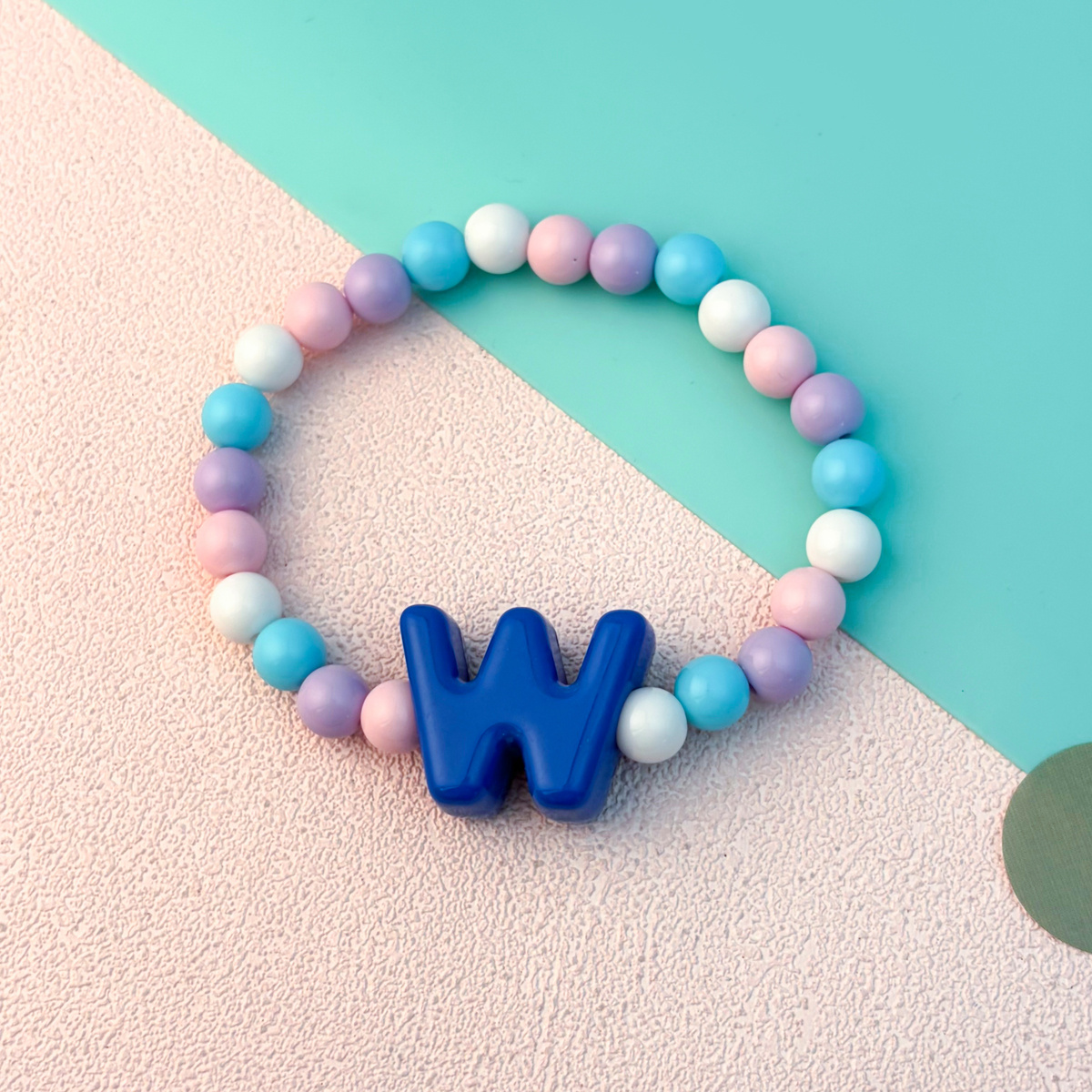 Playful Cartoon Macaron Multicolor Letter Elastic Bracelet
