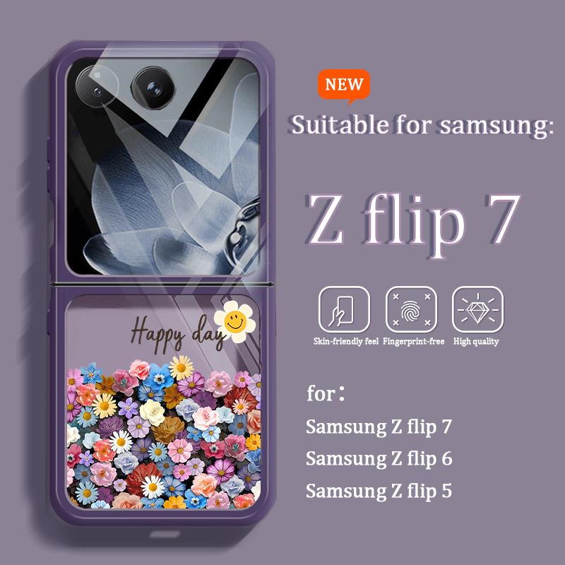 TEMU Coque de téléphone - Convient pour Samsung Galaxy Z Flip 7/ Z Flip 6/ Z Flip 5, Coques pliables, Coques crème, Nouveaux styles, Coques souples,