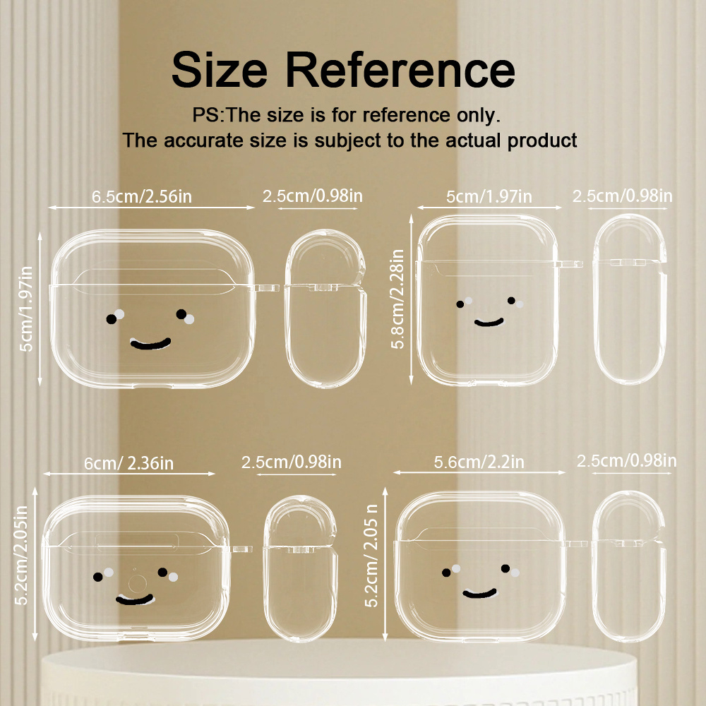 TEMU A Flat-printed Transparent Drop-proof Earphone Case With An Instagram-style Cute Face Pattern, Compatible With Iphone Airpods 4, Airpods 3, , 2,