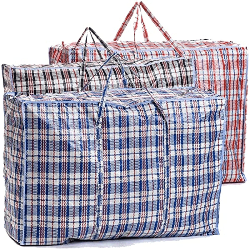 

3-pack Extra Large Reusable Storage Bags With Zippers - Plastic, Foldable Organizer For Clothes, Laundry, Bedding - Ideal For Home Moving, Organization & Holiday Decor