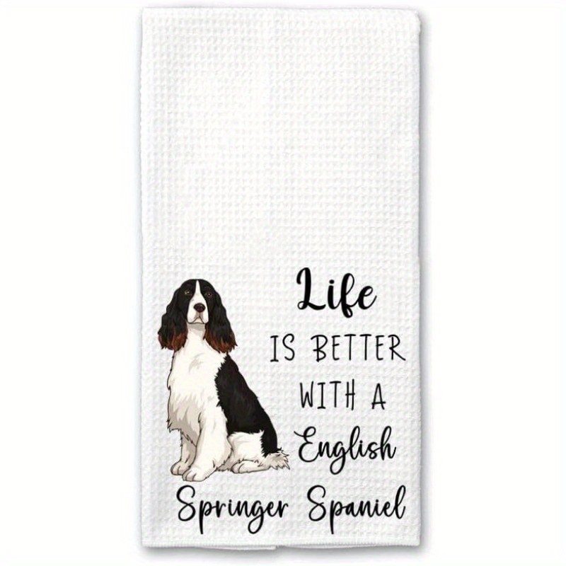 

1pc English Spaniel Towel - , , Polyester Decorative Dish Towel, , Towel For ,