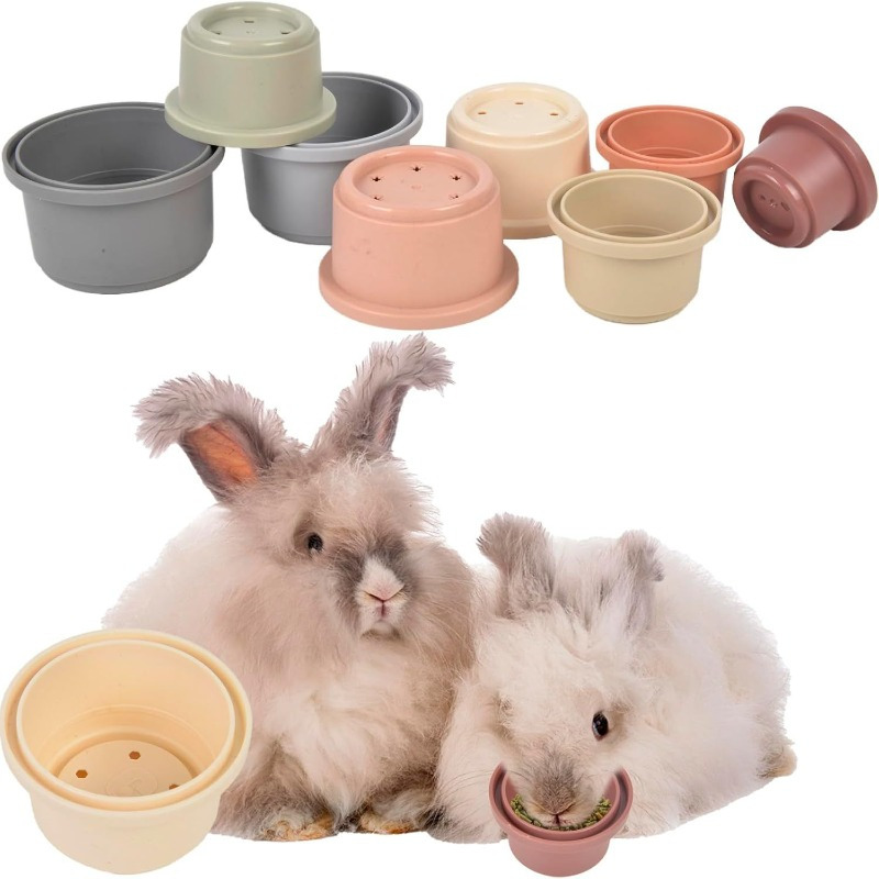 

8pcs Stacking Cups For Rabbits, Multi Colored Reusable Bunny Toys Of Different Sizes, Safe Plastic Pet Nesting Toys, Chinchilla, Guinea Pig For Hiding Food And Playing