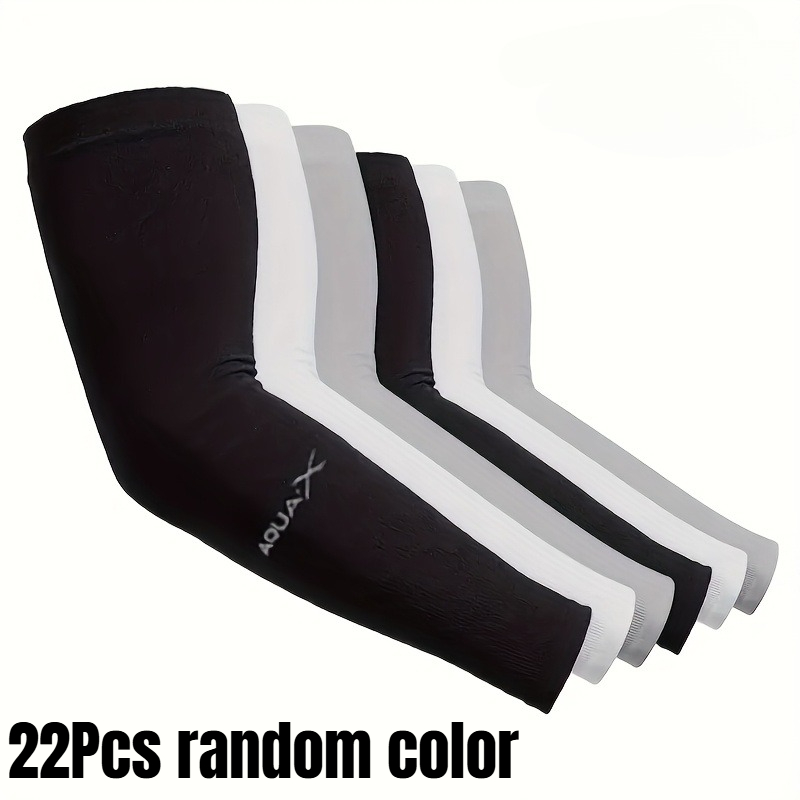 TEMU 22pcs Cooling Arm Sleeves - High Elasticity Breathable Polyester Fiber, Suitable For Driving, Golf, Fishing, Cycling, And Outdoor Sports - Solid