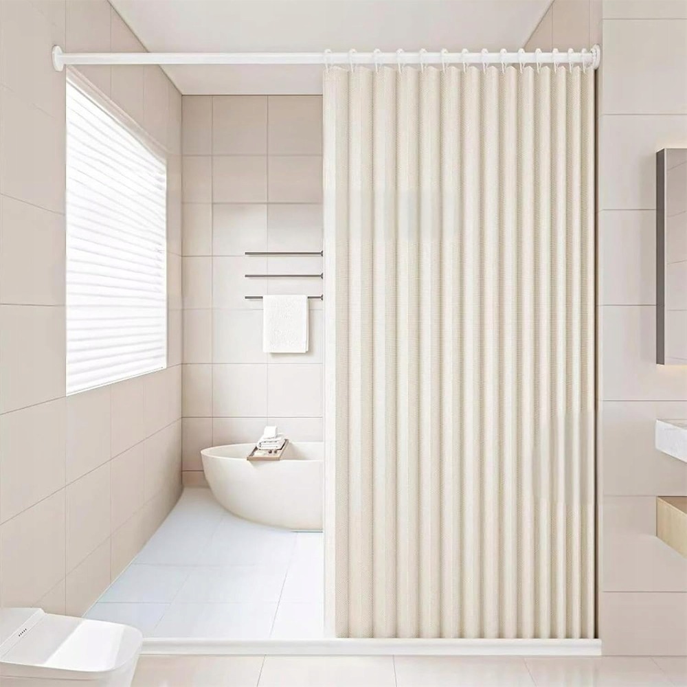 Image of 180 X 200cm Foldable Bathroom Shower Curtain Hole-free, Invisible, Quick-dry Bathroom Partition Shower Curtain