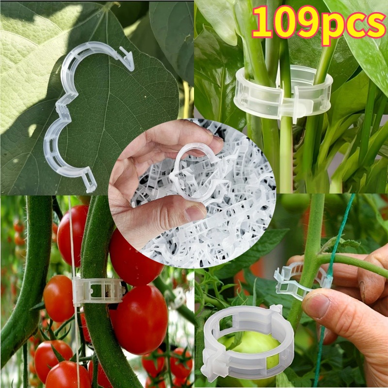 TEMU 109pcs Heavy-duty Large Plant Support Clips Suitable For Tomato, Cucumber, Grape, Eggplant, Pepper Vines - Thickened Reinforced Reusable Garden
