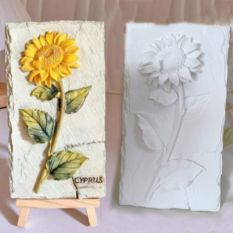 

1pc Handcrafted 3d Sunflower Painting Kit, Diy Plaster Art Craft, Decorative Wall Hanging, Creative Graffiti Ornament, Unique Birthday Gift