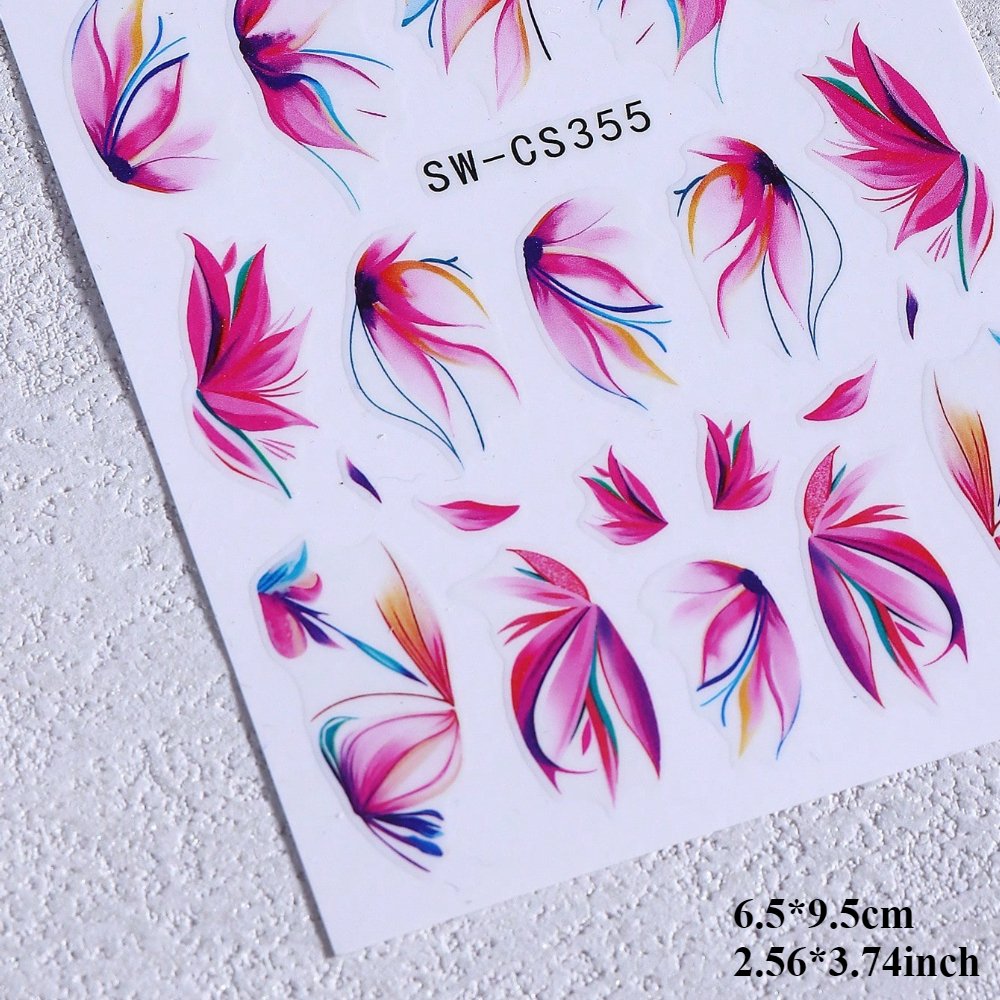 2pcs Tropical Floral Nail Stickers for Summer Vacation