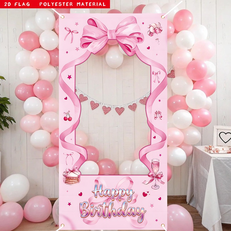 TEMU 2d Flat, 2d Flat Banner, 1pc Happy Birthday Photo Booth Banner, 180cm/90cm, 70.86in/35.43in, No Electricity , 100%, Birthday Photo Booth Props,