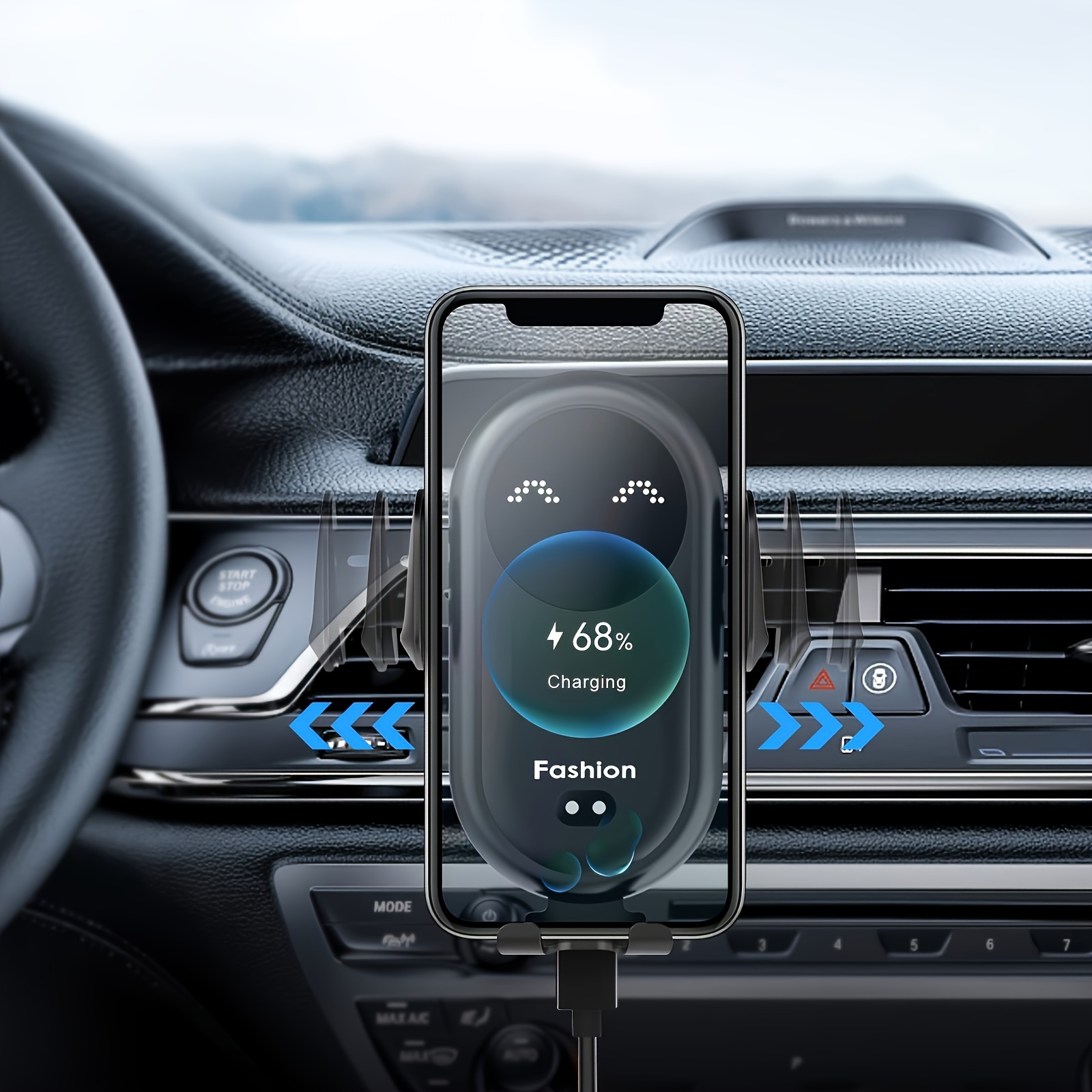 wireless charger mount with air vent clip and infrared sensor