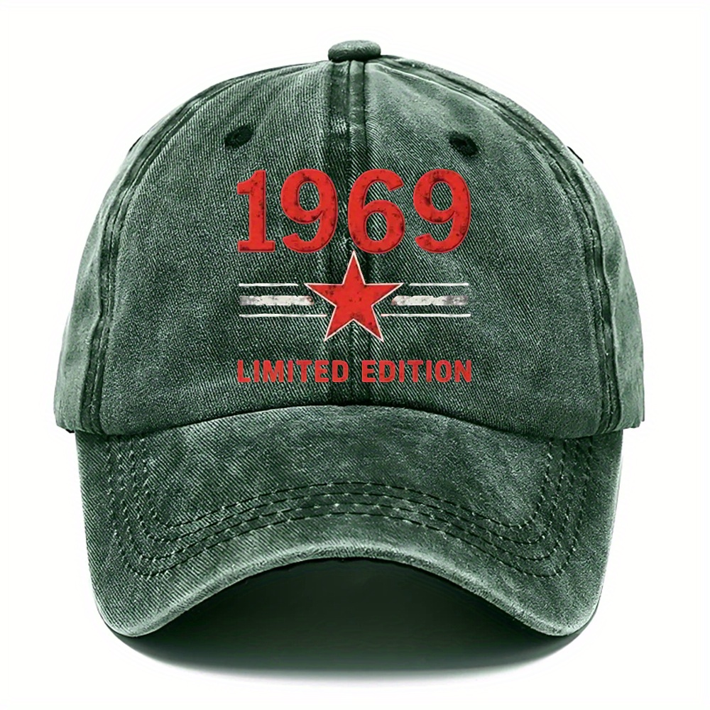 TEMU Un cappello da baseball lavato, un cappello da baseball stampato del 1969, cappello da pap�, cappello da baseball regolabile, per sport, e golf,