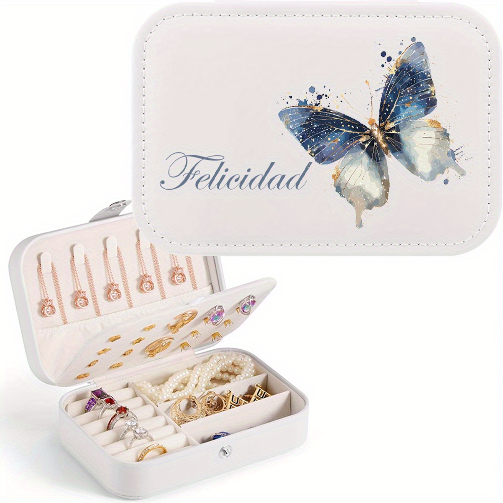 Customized Name PU Leather Butterfly Jewelry Box