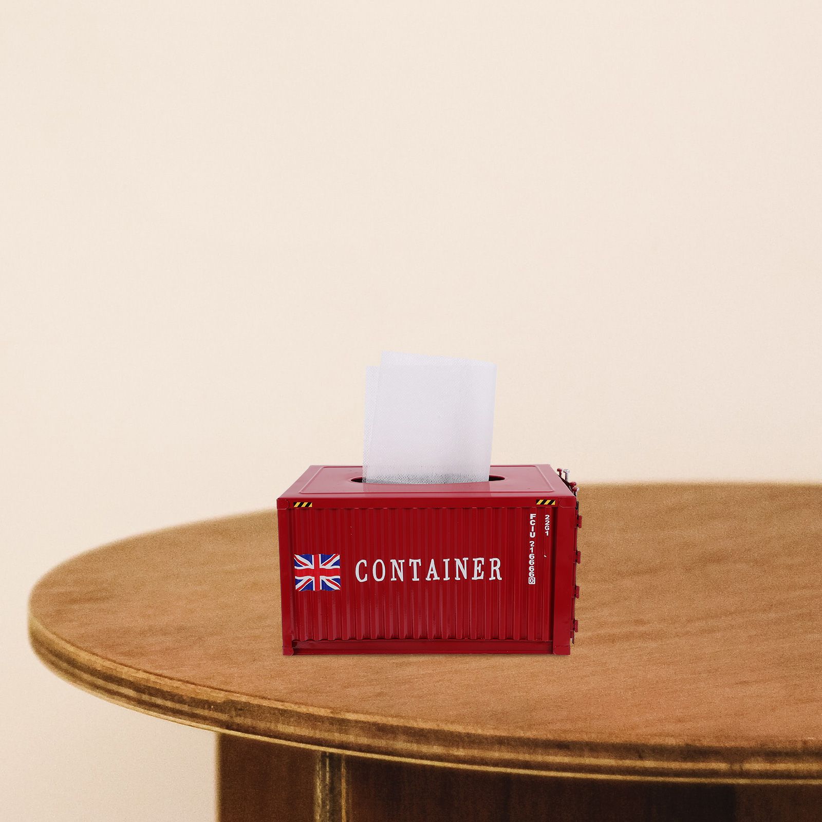 1pc industrial red tissue box sturdy construction compact square design for home office bathroom kitchen hotel car decorative organizer for tissues napkins receipts modern industrial decor storage container   rustic aesthetic durable construction napkin holder   businesses Product details 1