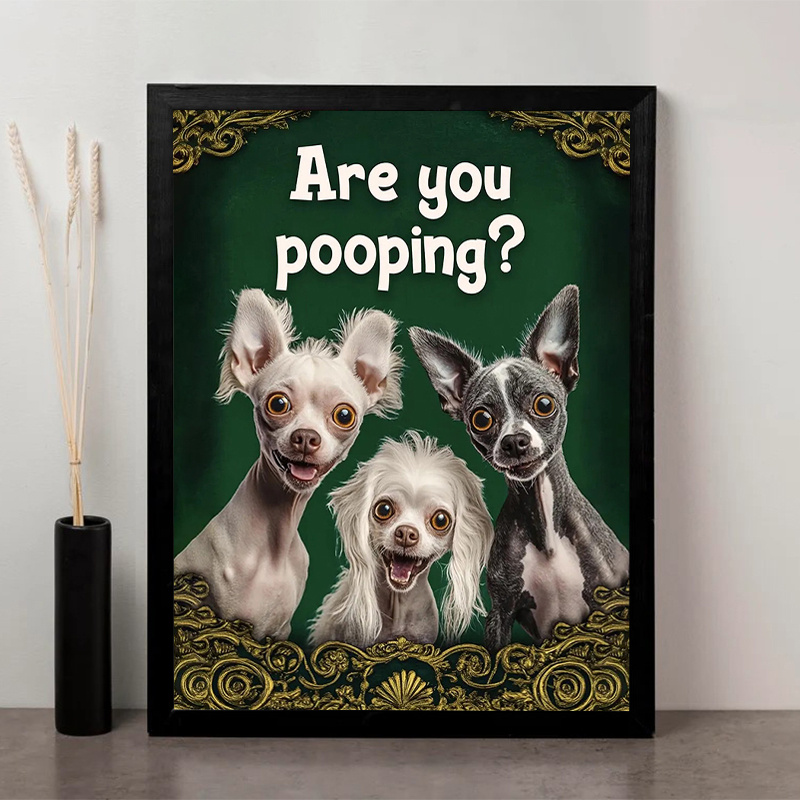 1pc funny   dog poster are you pooping wall art bathroom decor dog decor canvas 12x16 inch 2d