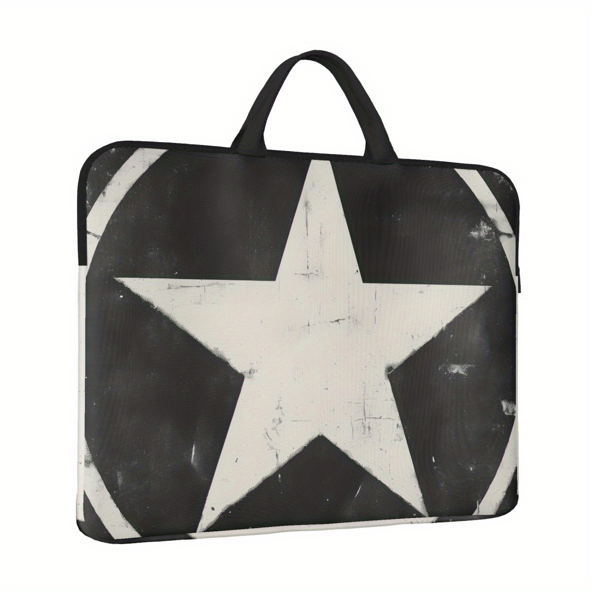 Black and White Five Star Pattern Laptop Sleeve Case