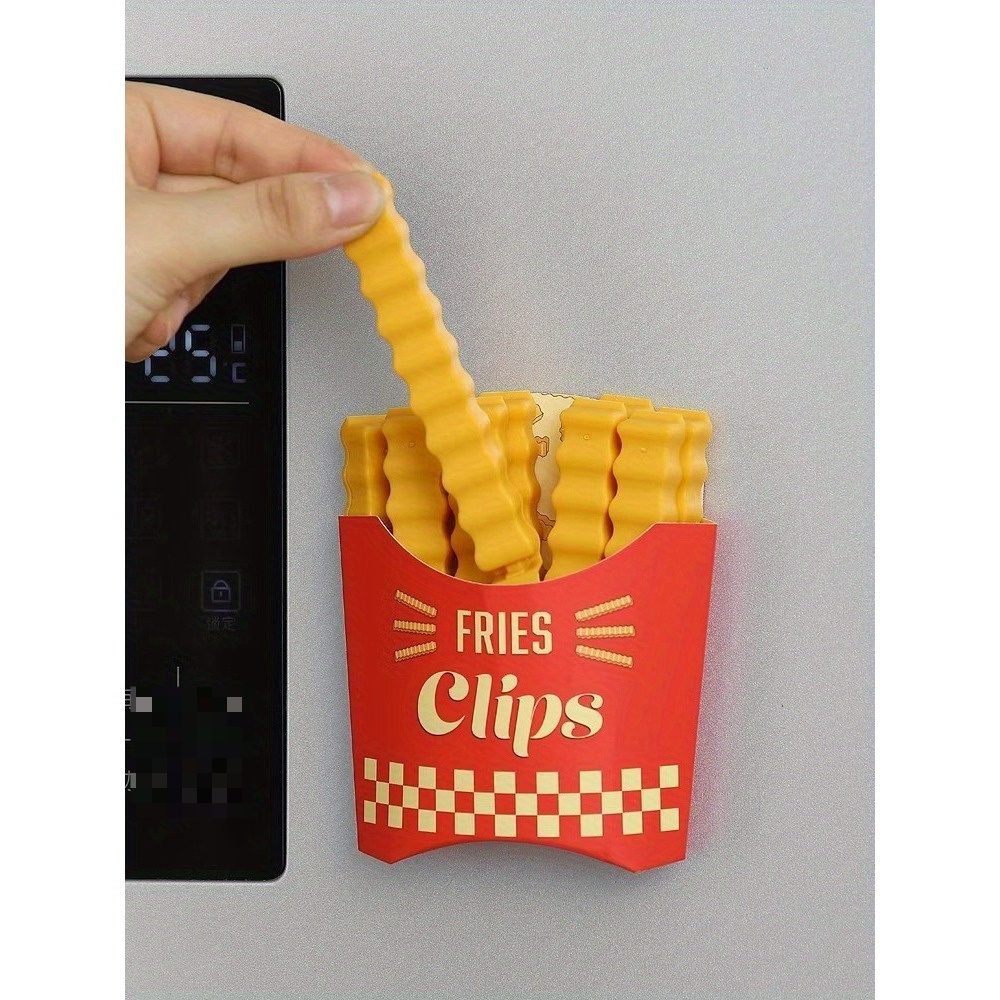 12pcs cute french fry shaped bag clips moisture proof freshness sealing for snacks bread more   plastic kitchen accessories details 0