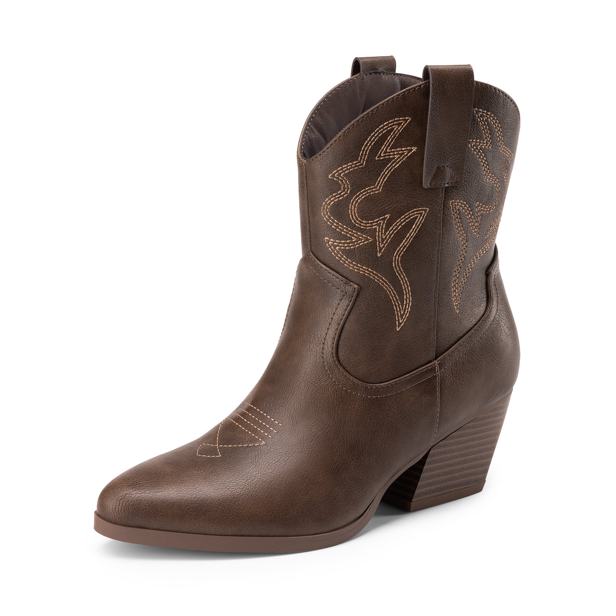 Image of Dream Pairs Women's Stitched Western Boots - Short Block Heel Ankle Boots For Casual And Western Fashion, Women Shoes