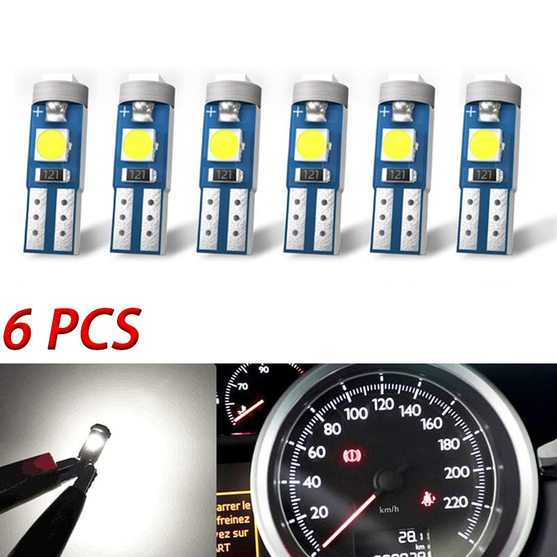 TEMU 6pcs T5 Led Bulbs Are Compact And , Suitable For Automotive Dashboards, Instrument Panels, And Instrument Indicator Panels, Without Battery