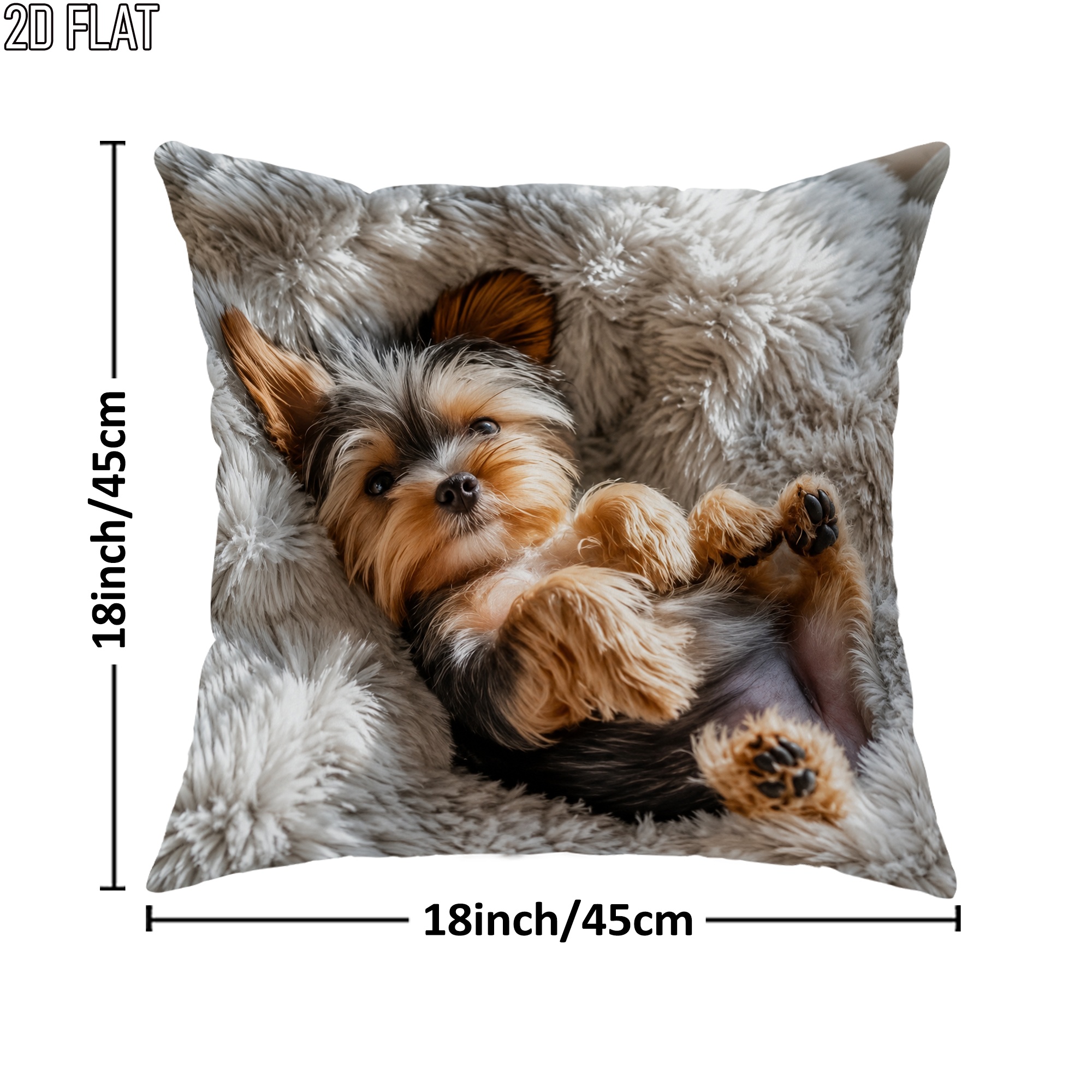 TEMU 2d Flat 1pc Dog Cute Furry Throw Pillow Covers Grey Brown Decorative Pillowcases One-sided Printing For Living Room Bedroom Sofa Bed Decor