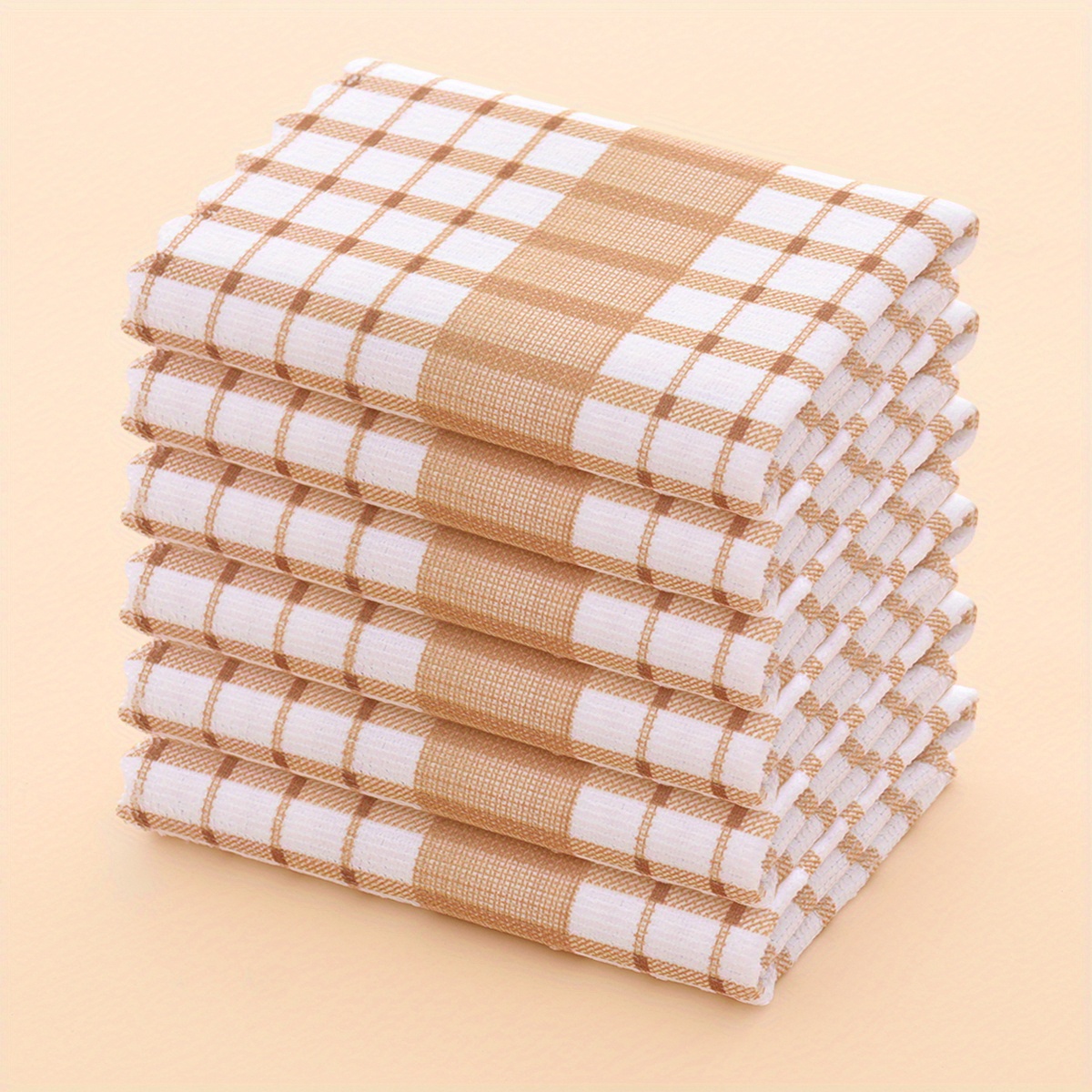 TEMU 6pcs Contemporary Printed Checkered Tea Towels, Dish Cloths, Kitchen Towels, Microfiber, , Highly Absorbent, Dopamine Colors, 3d Printing Craft,