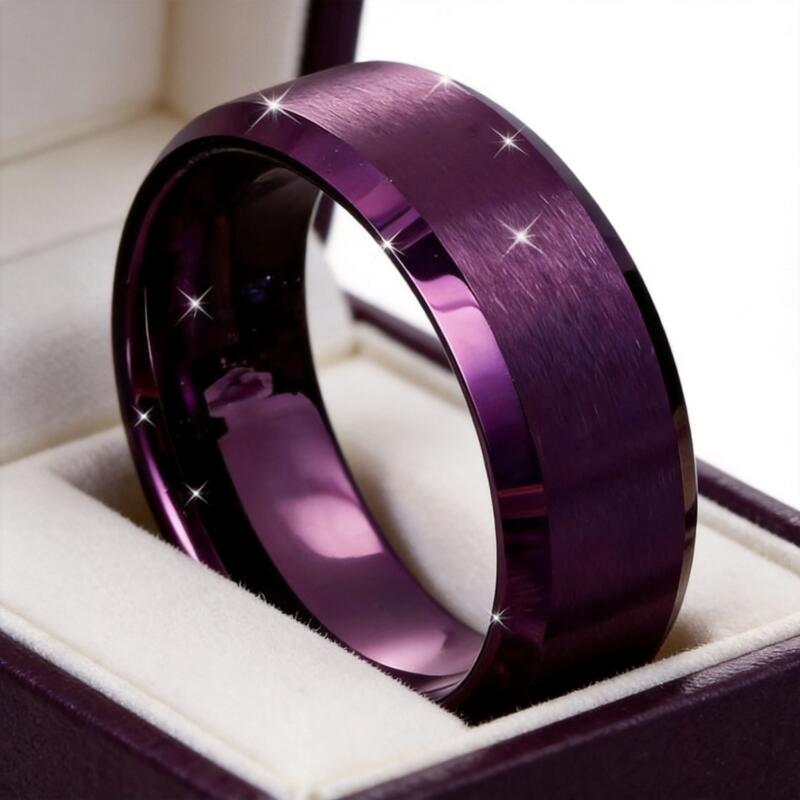 Image of A 8mm Elegant Purple Steel Ring For Women—easy Design, Unisex Style, Perfect For Christmas And Anniversary Celebrations, Ideal For Daily Wear And Parties, Party Additions | | Durable Ring