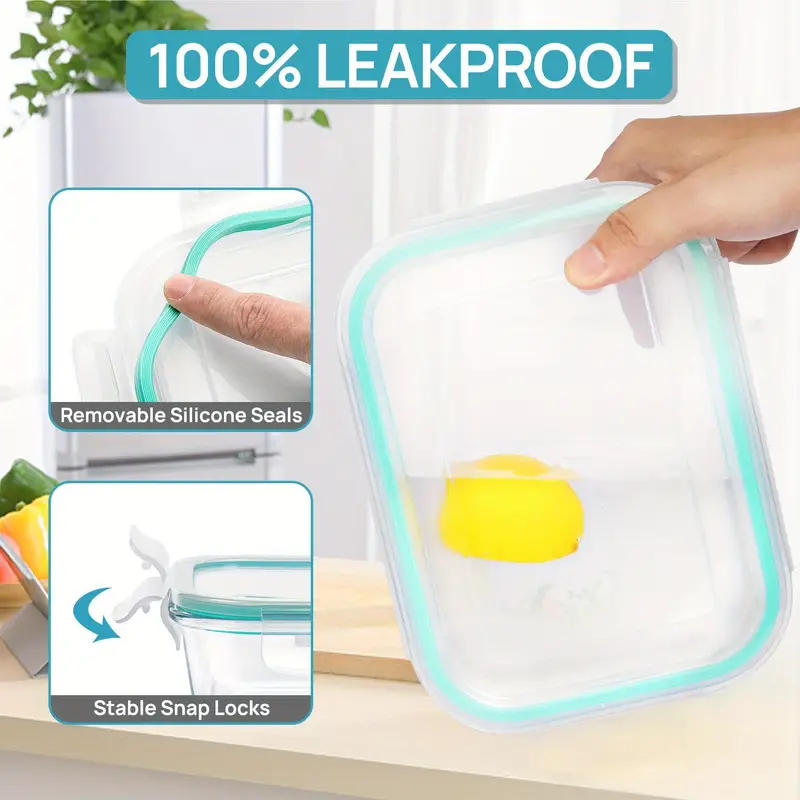 18 glass food storage containers with lids used as meal preparation containers for food storage bpa free and leak proof 9 lids and 9 containers Product details 1