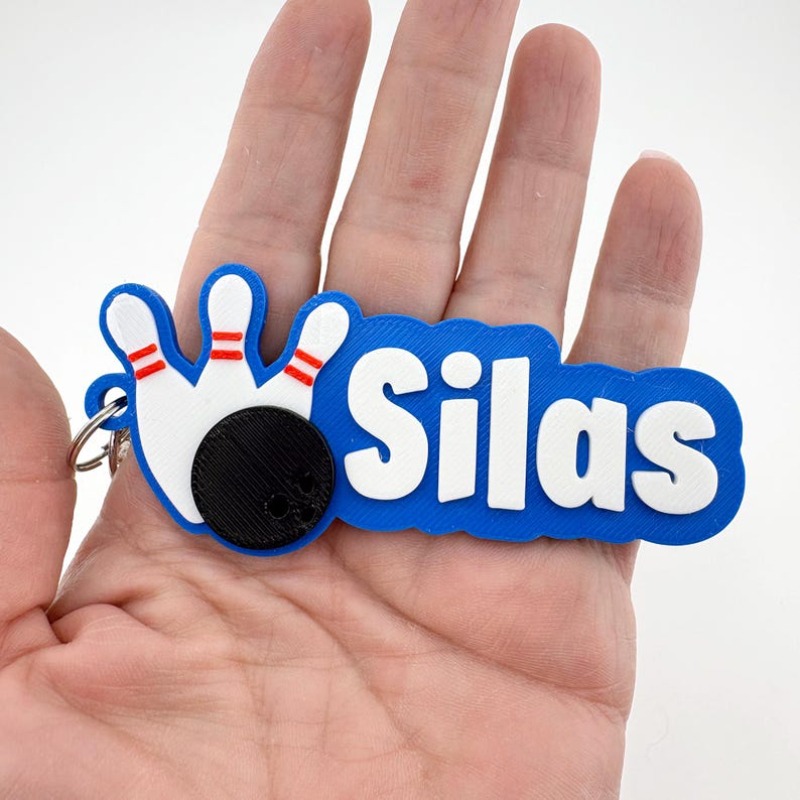 TEMU Porte-clés étiquette nominative de bowling personnalisé, badge d'identification pour sac d'équipement d'équipe sportive et sac à dos d'école