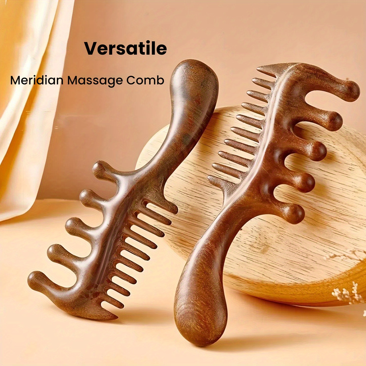 Peine de Masaje para el Cuero Cabelludo de Doble Cabeza - Herramienta Desenredante y de Masaje Meridiano con Dientes Grandes para Cabello Normal, Plástico Duradero con Mangos Ergonómicos para la Circulación Sanguínea y Reducción del Desprendimiento