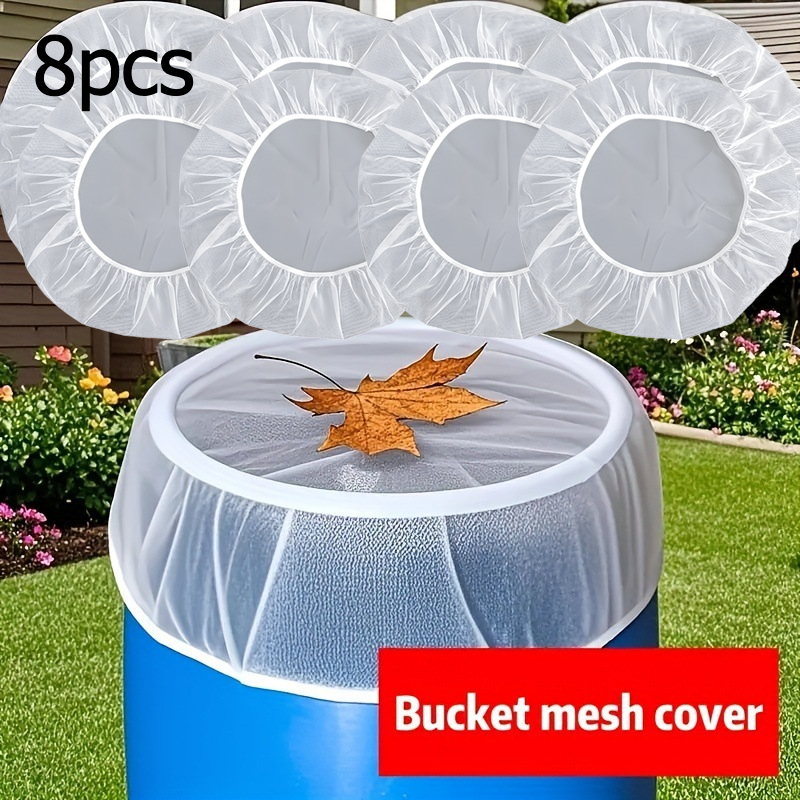 TEMU 8pcs Outdoor Water Tank Cover Net With Anti-leaf & Mesh Filter - Breathable Proof Screen Suitable For Rain Barrels, Water Buckets, Diameter For