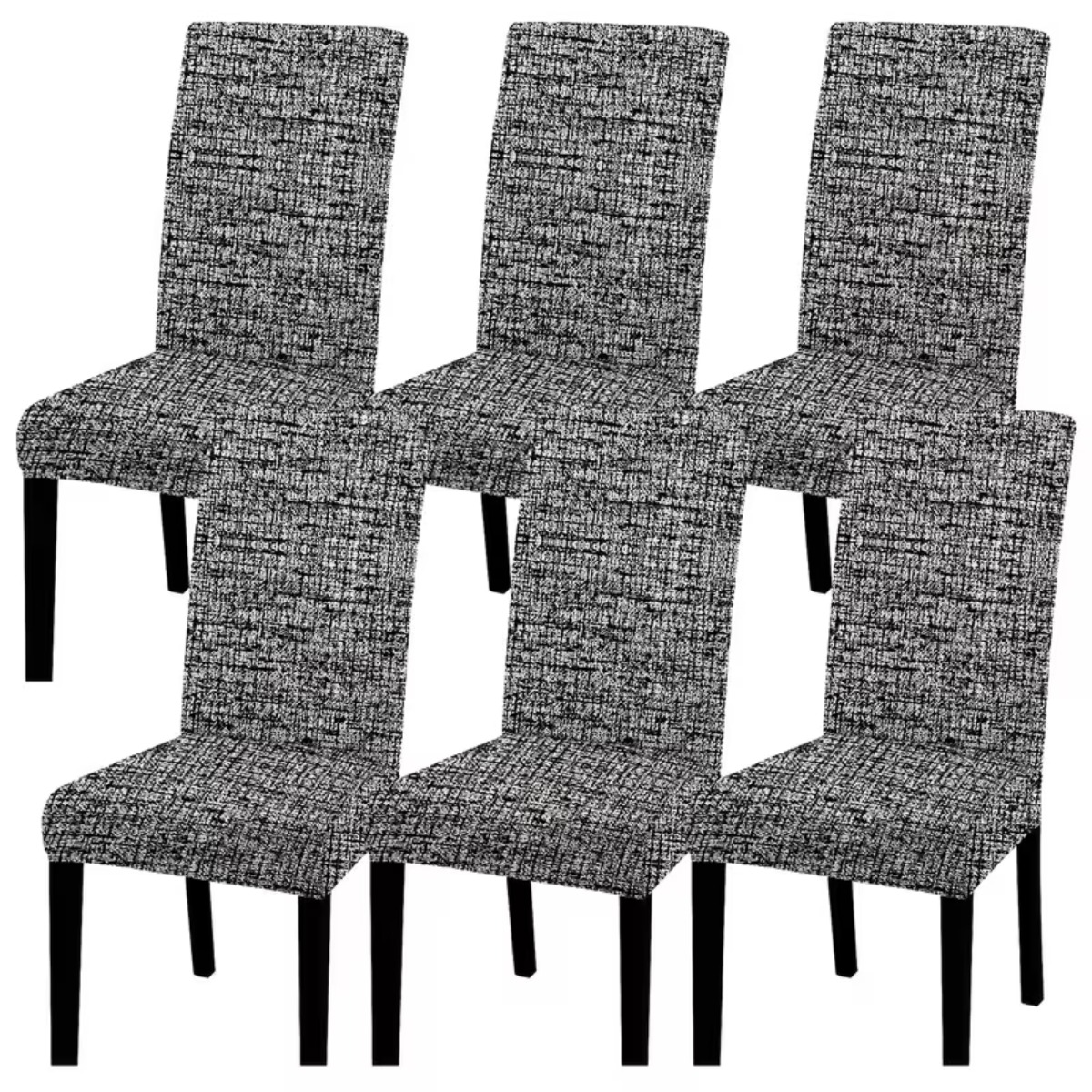 TEMU 4/6pcs Of And White Texture Digital Printed Chair Covers, Detachable And Washable Chair Cover Sets, Soft And Elastic Seat Protection Covers,