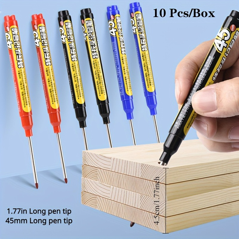 

11pcs/box, 45mm Long Pointed Multi- Deep Hole Marker Pen, Made Of Plastic, Suitable For Woodworking, Glass, Metal, Ceramics, Leather - Designed Multifunctional