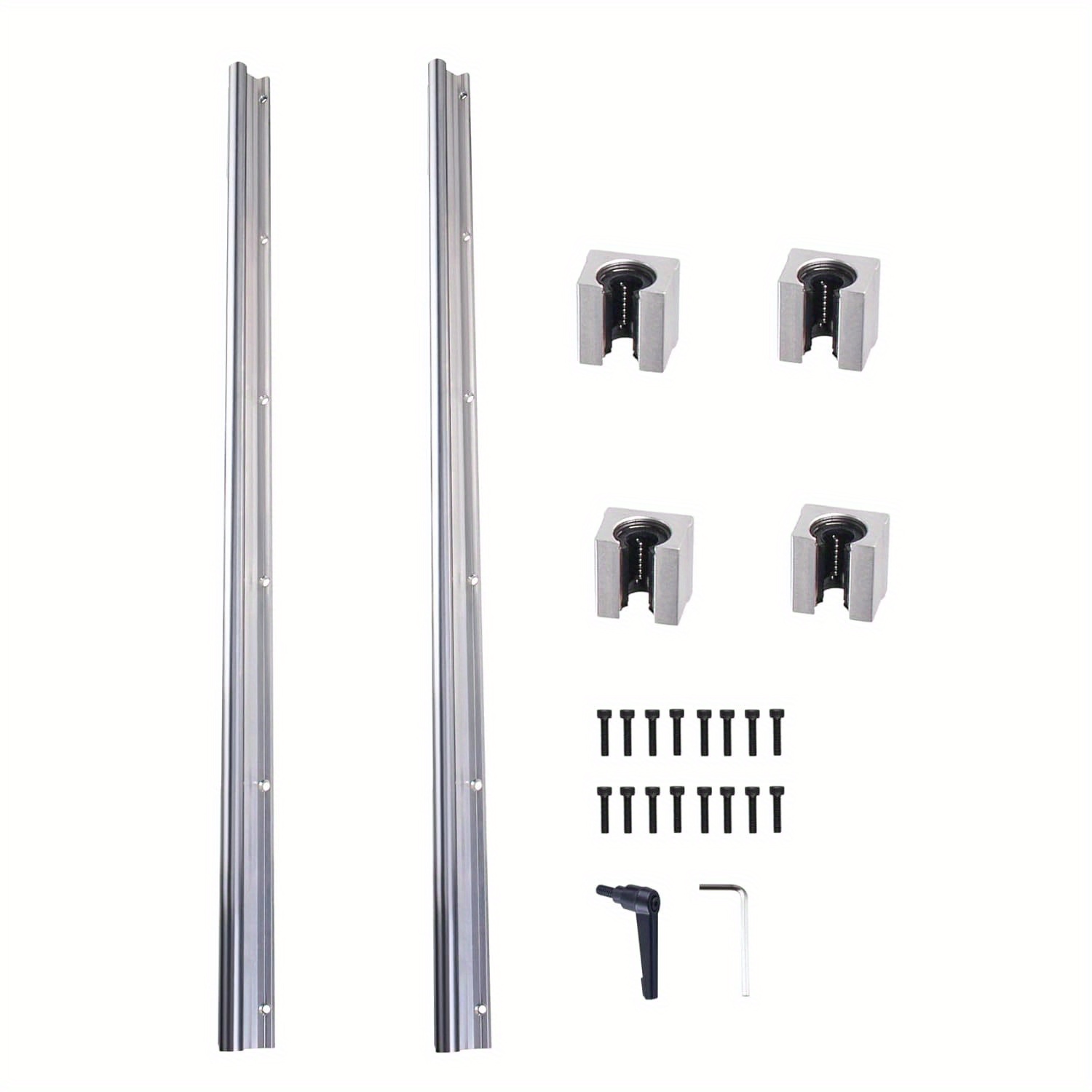2 Sbr12 500mm Linear Guide Rails Including 4 Sbr12uu Bearing Housings, Sliding Components For Cnc And Industrial Robots