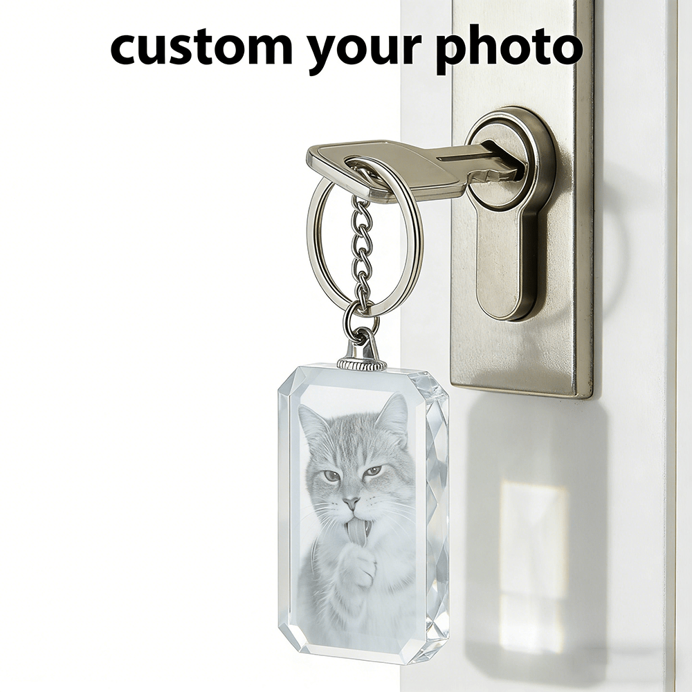 E-shop 1:1 Porträt Anpassung Charmanter Kristallglas Schlüsselanhänger - Personalisiertes Paar Foto - für Schlüssel, und Autodekoration - Ideales