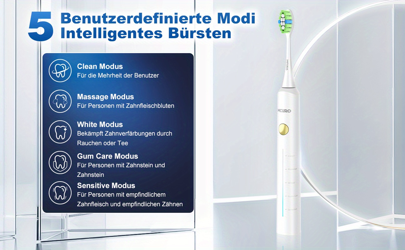 Elektrische tandenborstel met lange levensduur, 6 borstelkoppen en geen vervelende opladen meer, vier kleuren, verjaardagscadeau, nieuwjaarscadeau