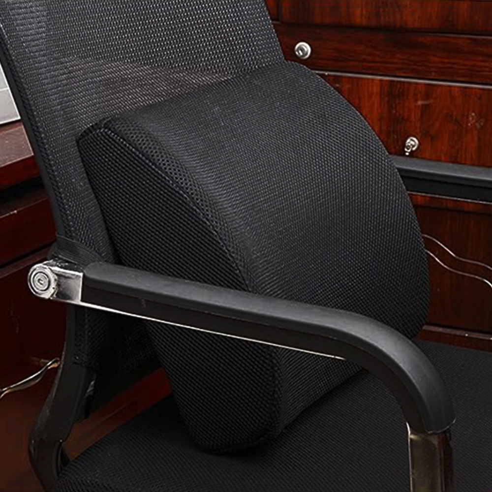 1pc ergonomic lumbar support cushion polyester knit fabric chair back pillow machine washable black chair cushion pad Product details 3