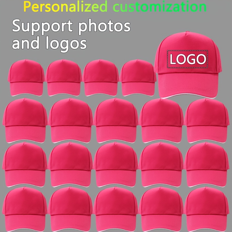 TEMU 20 Custom Baseball Caps - Personalized Printing, Adjustable Shoulder Straps, Lightweight And Breathable Design - Unisex Fashion Hats, Black With