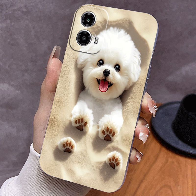 TEMU Phone Case - Cute Puppy Dog Paw Print Pattern Phone Case For Motorola Edge 20 30 40neo 50 + 2023 Moto G 5g 2023 2024 G13 G14 G20 G22 G23 G24 G32