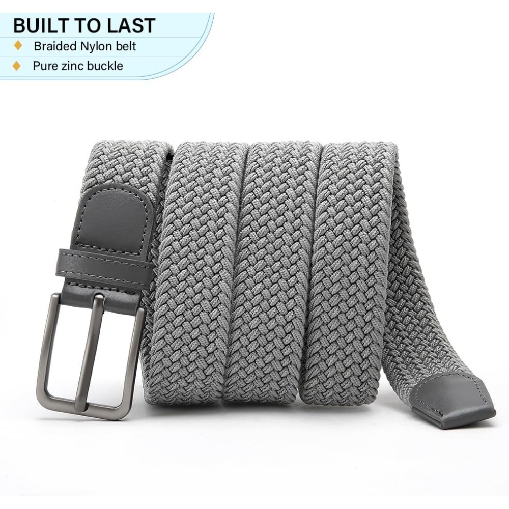 Men's Casual Stretch Golf Belt, Adjustable Woven Fabric Design