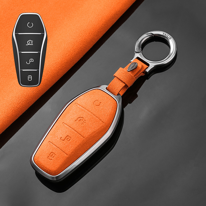 TEMU 4-button Alloy Car Remote Key Fob Protective Case Stylish For Byd Models Ev, Ev E2, E3, Seal E3, Yuan Pro
