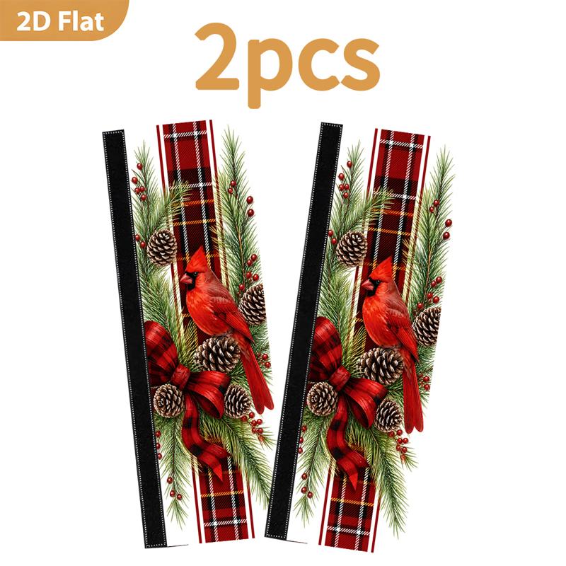 TEMU 2pcs Festive Christmas Fridge Handle Covers With Red , Pine Branch, Cone & Berry Patterns, Ideal For Decor, Fits Refrigerator, Oven & Microwave