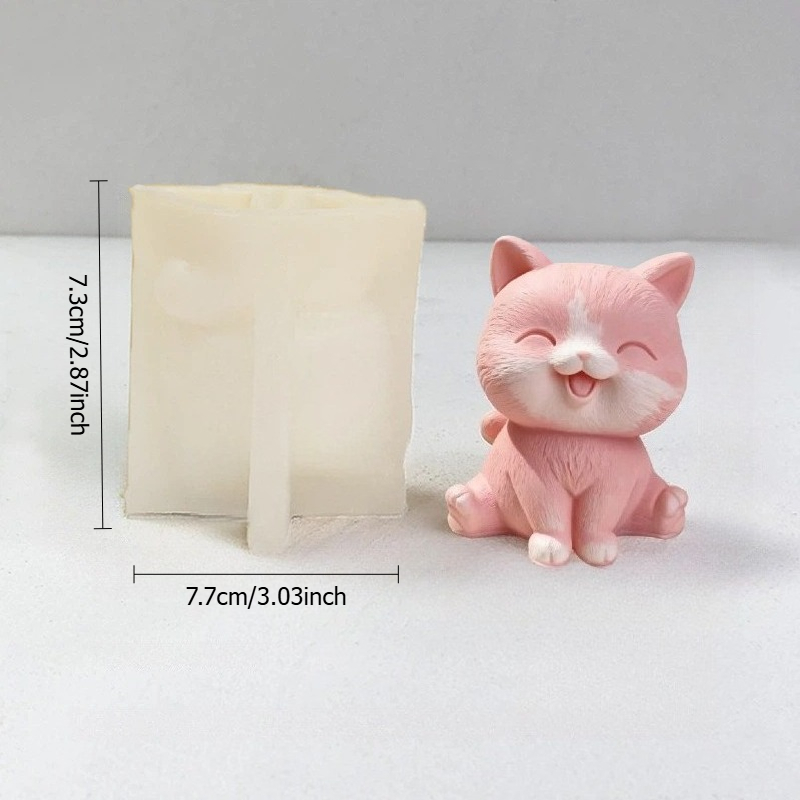 Image of Candle Mold - 1pc Kitten Aromatherapy Candle Silicone Mold, Diy Cute Kitten Aromatherapy Plaster And Epoxy Resin Ornament Mold, Suitable For Resin, Soap, And Wax Crafts - Easy Demolding, Reusable