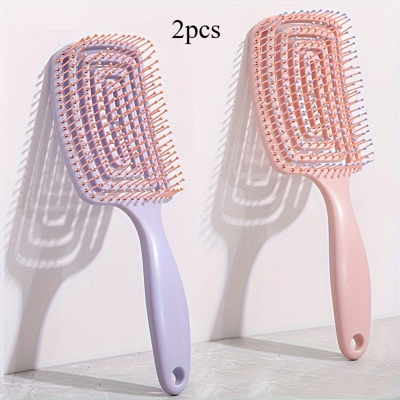 

A Plastic Bristle Brush For All Hair Types - Soft Finishing Comb For Wet Or Dry Hair, Resin Handle