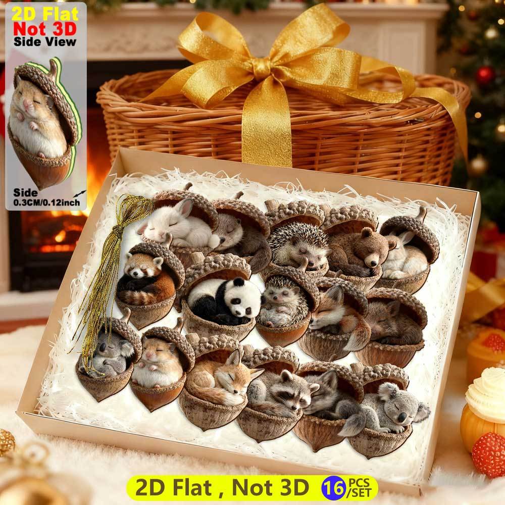 TEMU Ornements à suspendre en bois plats 2D, 16 pièces, pendentifs d'animaux, design avec des détails riches. Convient pour Noël, le Nouvel An et