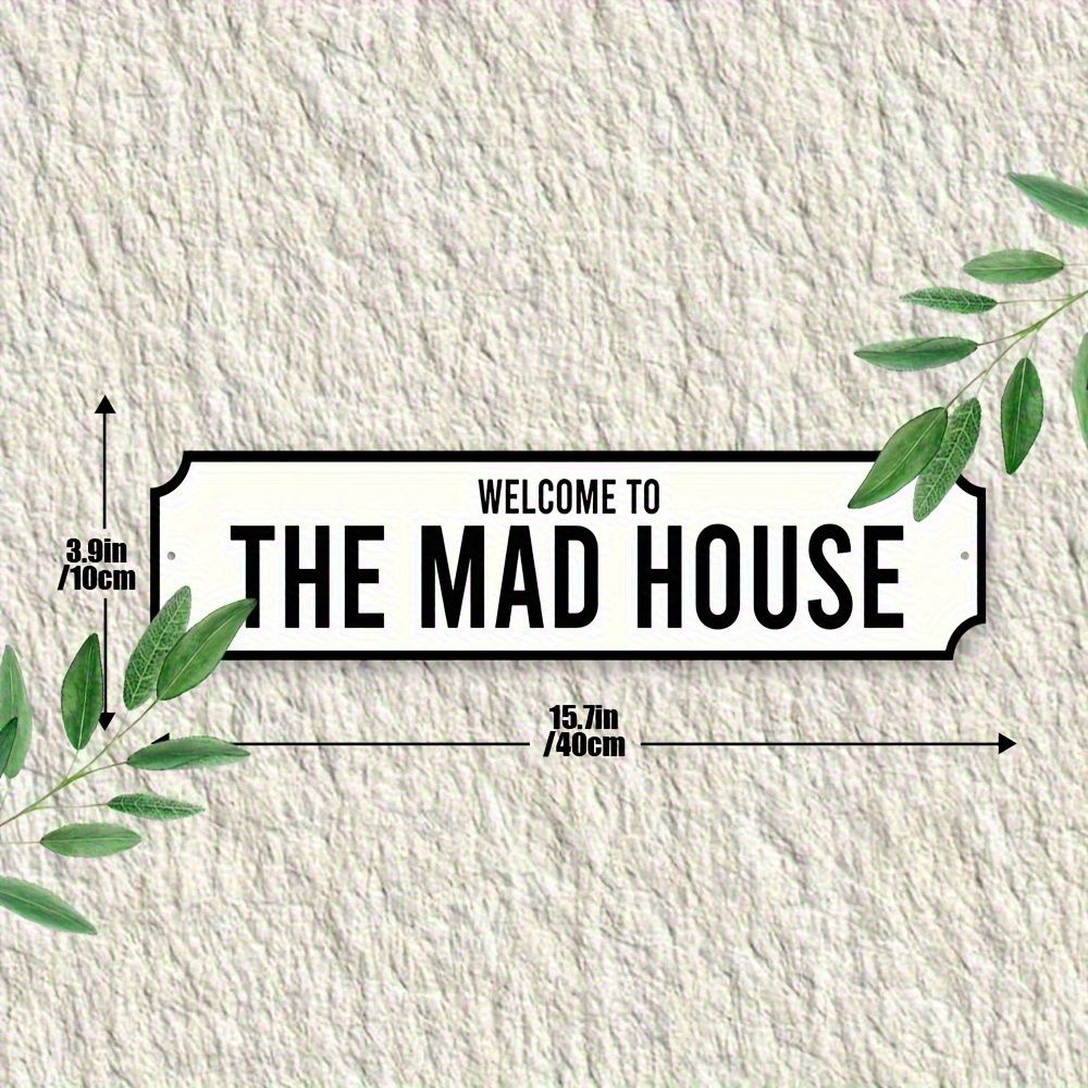 TEMU 2d Flat, A 2d Flat-printed Gift Suitable For All , 1pc, Wooden Wall Decor, "welcome To The Madhouse" Artificial Wood Wall Sign - Humorous Home