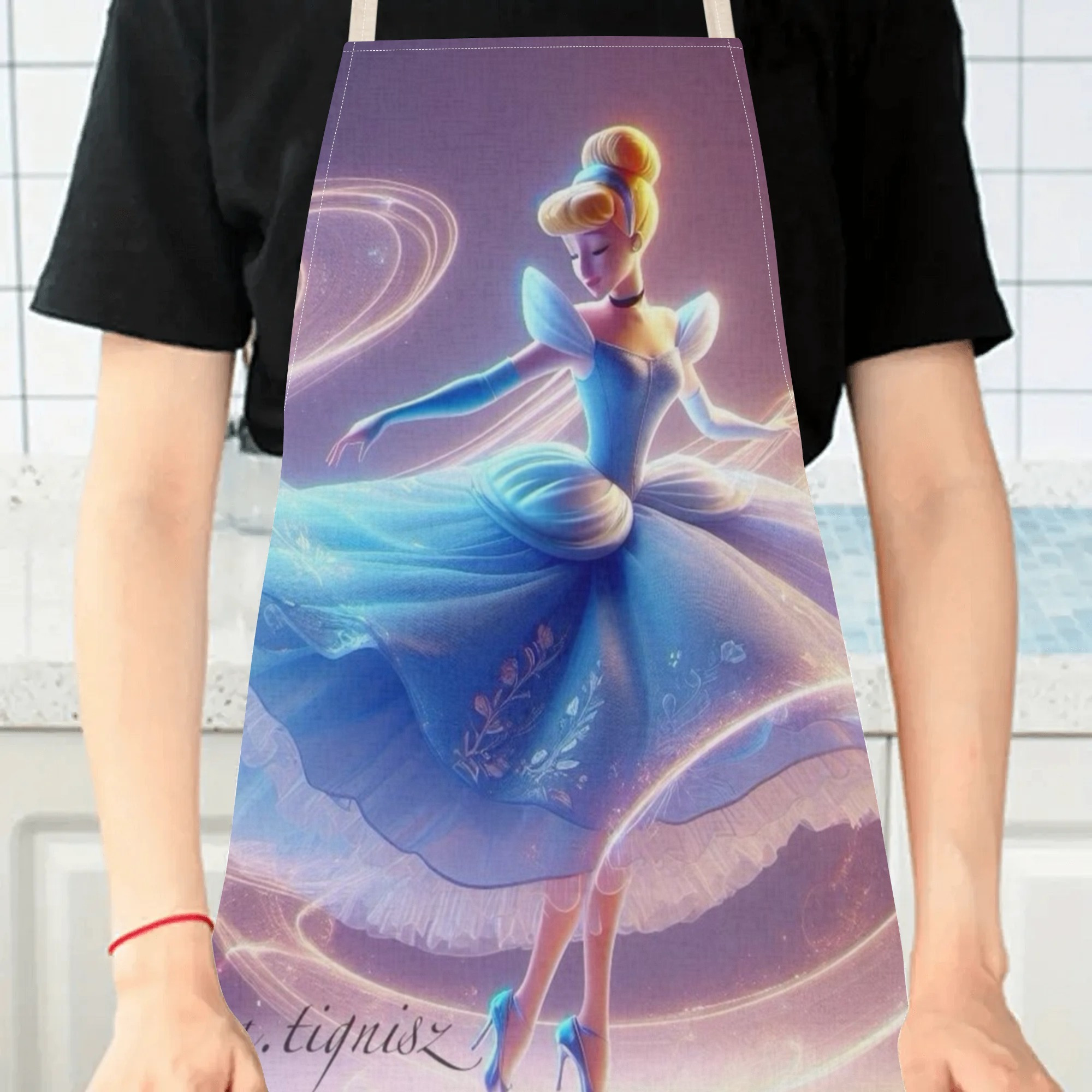 disney   cartoon waterproof apron -   dress &  ,   polyester, ideal for hotels, supermarkets, restaurants, fruit shops, milk tea stands, and home use details 3