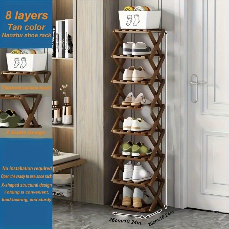 1pc Free Installation Retractable Shoe Rack, Foldable 3-9 Layer Shoe Rack, Small Narrow Doorway Home, Easy Shoe Cabinet
