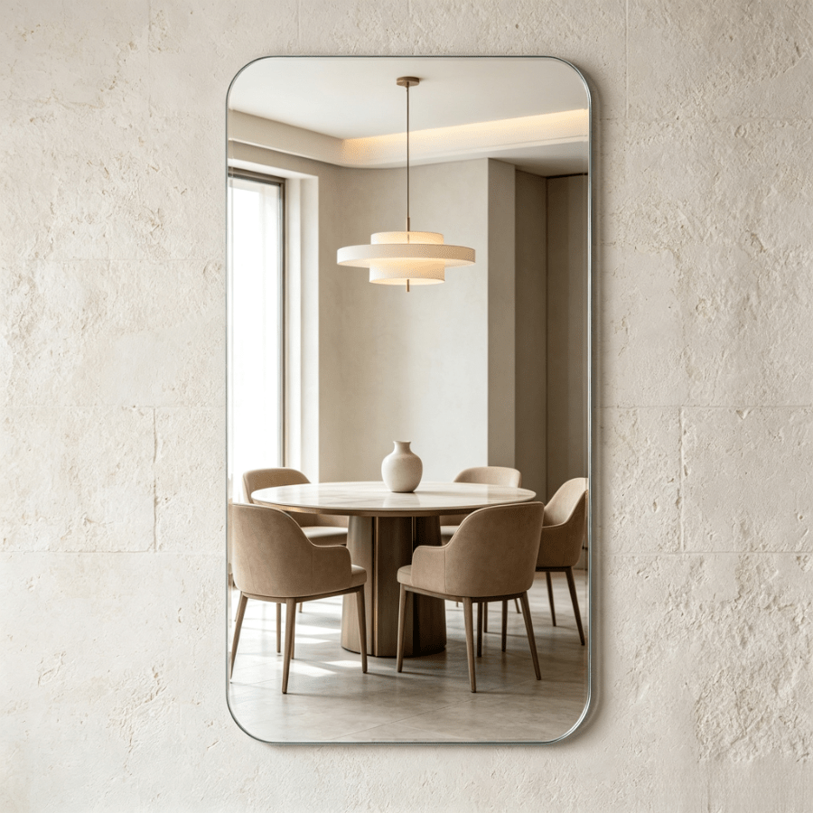 Acrylic Vertical Rounded Corner Wall Mirror