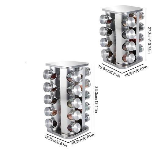 heavy duty 16 20 jar spice rack organizer stainless spinning turntable with non slip base easy to saving storage for kitchen pantry condiments seasoning