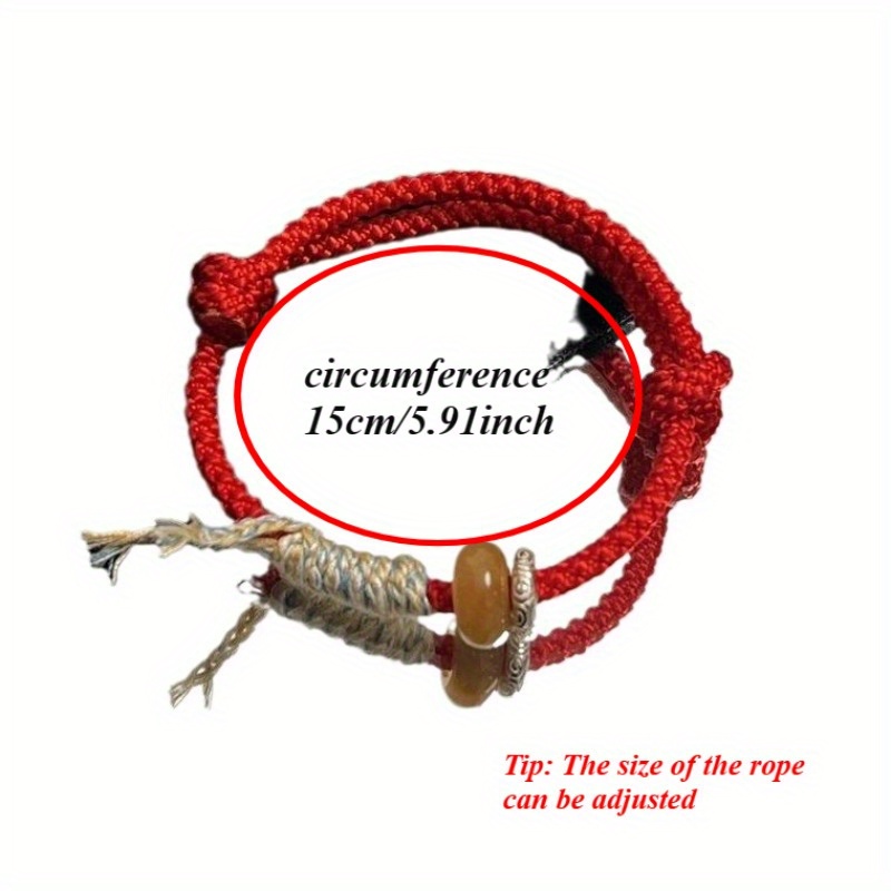Adjustable Red Rope Bracelet with Peace Charm Knot Good Luck Wristband